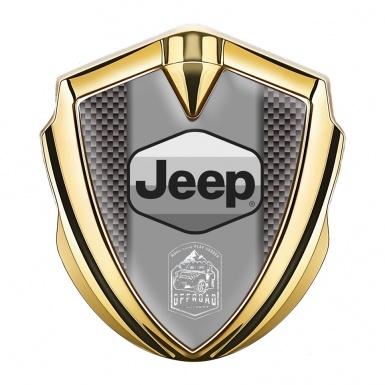 Jeep Emblem Fender Badge Gold Carbon Fiber Grey Logo Offroad Motif