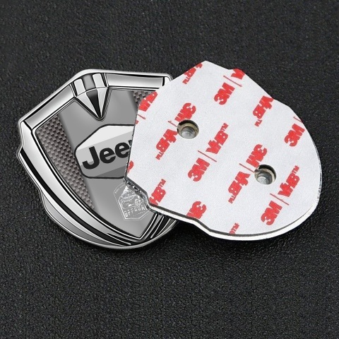 Jeep Emblem Fender Badge Silver Carbon Fiber Grey Logo Offroad Motif