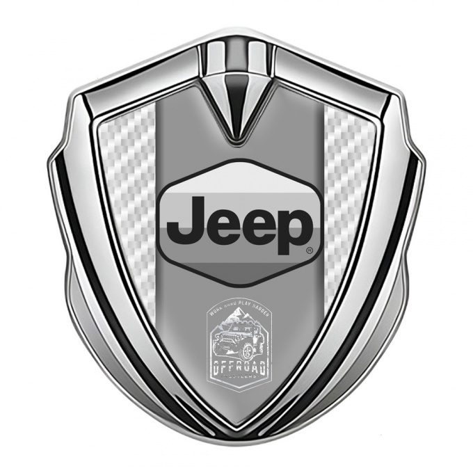 Jeep Fender Emblem Badge Silver White Carbon Grey Logo Offroad Motif