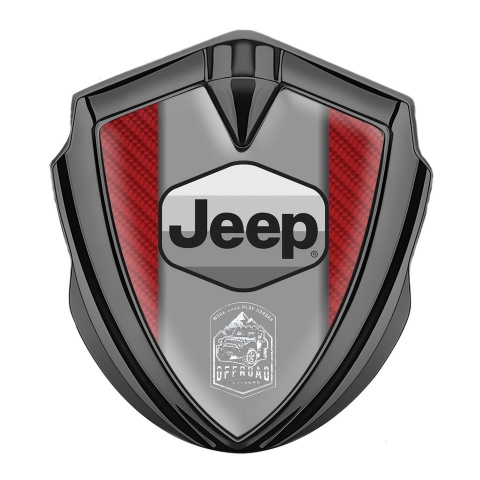 Jeep Emblem Trunk Badge Graphite Red Carbon Grey Logo Offroad Motif