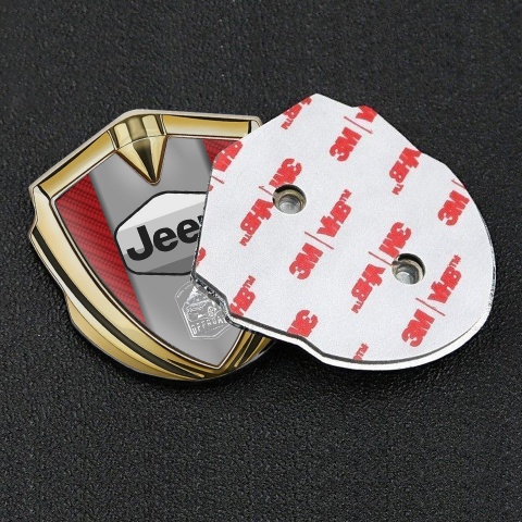 Jeep Emblem Trunk Badge Gold Red Carbon Grey Logo Offroad Motif
