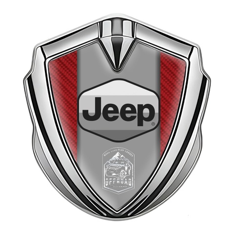 Jeep Emblem Trunk Badge Silver Red Carbon Grey Logo Offroad Motif