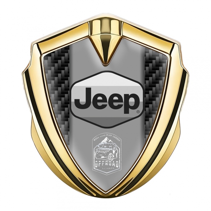Jeep Emblem Self Adhesive Gold Black Carbon Grey Logo Offroad Motif