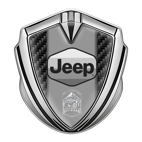 Jeep Emblem Self Adhesive Silver Black Carbon Grey Logo Offroad Motif
