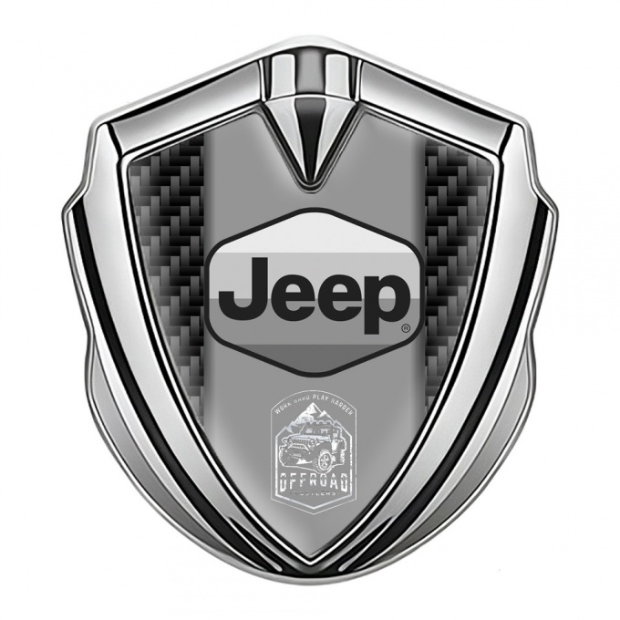 Jeep Emblem Self Adhesive Silver Black Carbon Grey Logo Offroad Motif