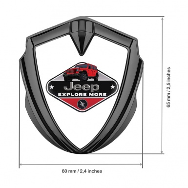 Jeep Domed Emblem Badge Graphite White Print Wrangler Edition