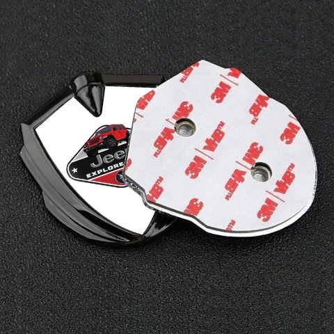 Jeep Domed Emblem Badge Graphite White Print Wrangler Edition
