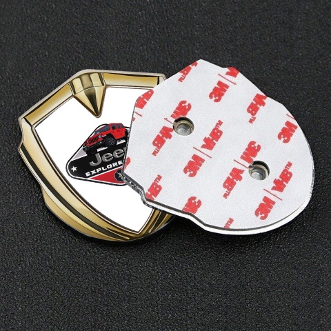 Jeep Domed Emblem Badge Gold White Print Wrangler Edition