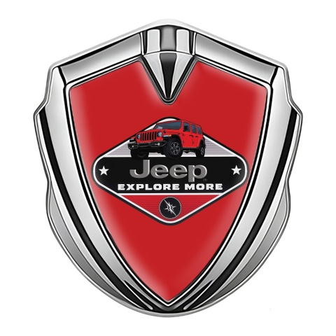 Jeep Emblem Ornament Badge Silver Crimson Print Wrangler Edition