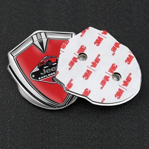 Jeep Emblem Ornament Badge Silver Crimson Print Wrangler Edition