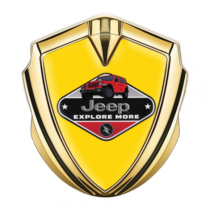 Jeep Bodyside Domed Emblem Gold Yellow Print Wrangler Edition