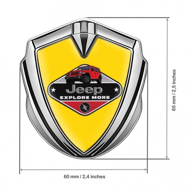 Jeep Bodyside Domed Emblem Silver Yellow Print Wrangler Edition