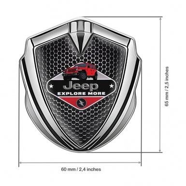 Jeep Emblem Metal Badge Silver Perforated Grate Wrangler Edition