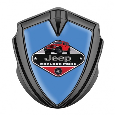 Jeep Emblem Metal Badge Graphite Glacial Blue Base Wrangler Edition