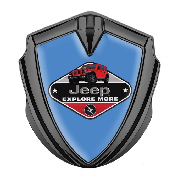 Jeep Emblem Metal Badge Graphite Glacial Blue Base Wrangler Edition