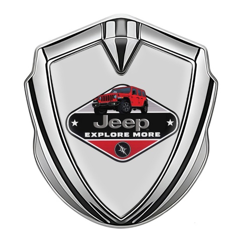 Jeep 3d Emblem Badge Silver Moon Grey Base Wrangler Edition