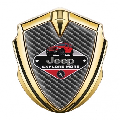 Jeep Silicon Emblem Badge Gold Dark Carbon Base Wrangler Edition