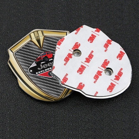 Jeep Silicon Emblem Badge Gold Dark Carbon Base Wrangler Edition