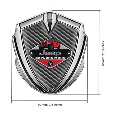 Jeep Silicon Emblem Badge Silver Dark Carbon Base Wrangler Edition