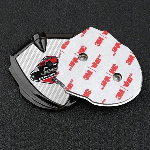 Jeep Emblem Car Badge Graphite White Carbon Base Wrangler Edition