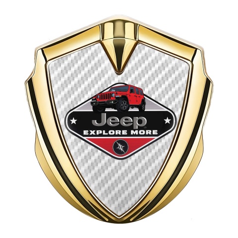 Jeep Emblem Car Badge Gold White Carbon Base Wrangler Edition