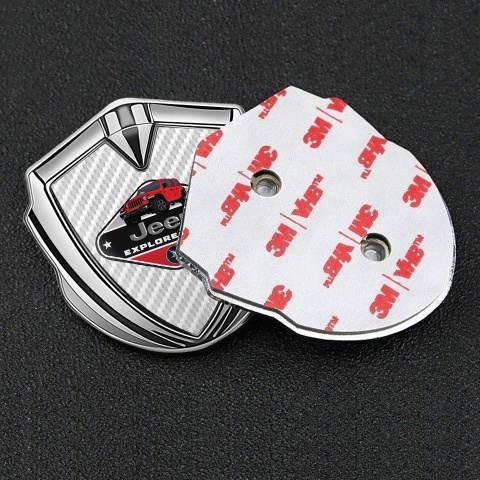 Jeep Emblem Car Badge Silver White Carbon Base Wrangler Edition