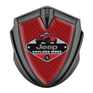 Jeep Emblem Silicon Badge Graphite Red Carbon Base Wrangler Edition