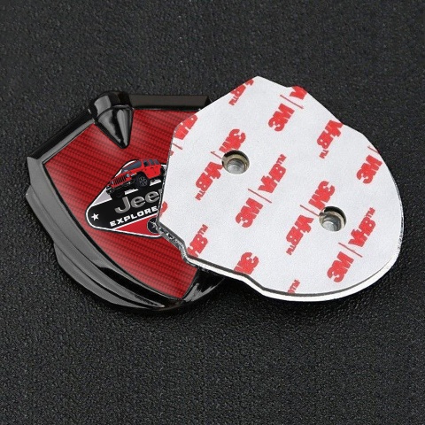 Jeep Emblem Silicon Badge Graphite Red Carbon Base Wrangler Edition