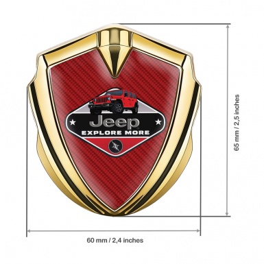 Jeep Emblem Silicon Badge Gold Red Carbon Base Wrangler Edition