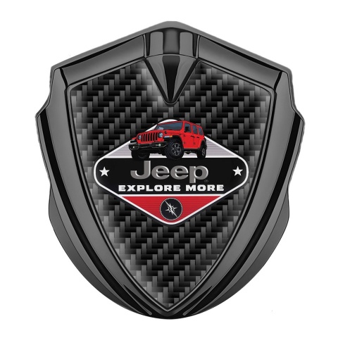 Jeep Metal Domed Emblem Graphite Black Carbon Base Wrangler Edition