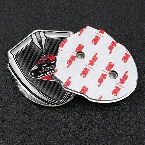 Jeep Metal Domed Emblem Silver Black Carbon Base Wrangler Edition
