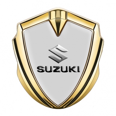 Suzuki Metal Emblem Self Adhesive Gold Grey Base Emboss Effect