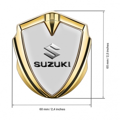 Suzuki Metal Emblem Self Adhesive Gold Grey Base Emboss Effect