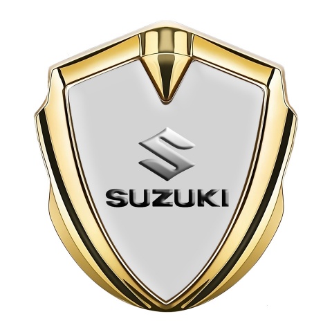 Suzuki Metal Emblem Self Adhesive Gold Grey Base Emboss Effect