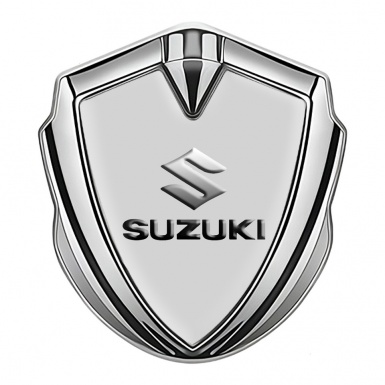 Suzuki Metal Emblem Self Adhesive Silver Grey Base Emboss Effect