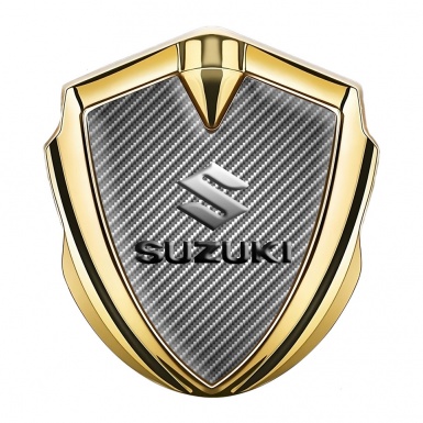 Suzuki Fender Emblem Badge Gold Light Carbon Emboss Logo Effect