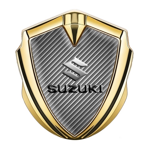 Suzuki Fender Emblem Badge Gold Light Carbon Emboss Logo Effect