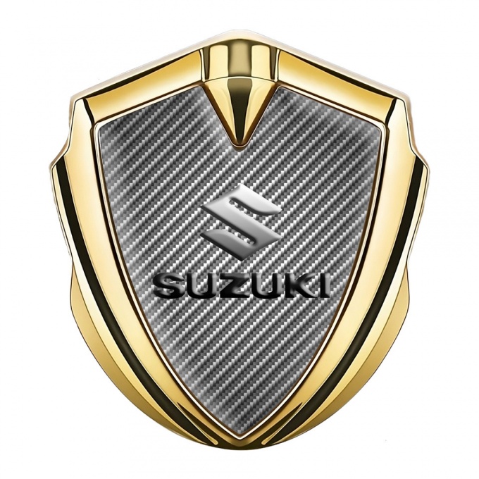 Suzuki Fender Emblem Badge Gold Light Carbon Emboss Logo Effect