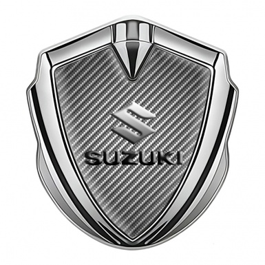 Suzuki Fender Emblem Badge Silver Light Carbon Emboss Logo Effect