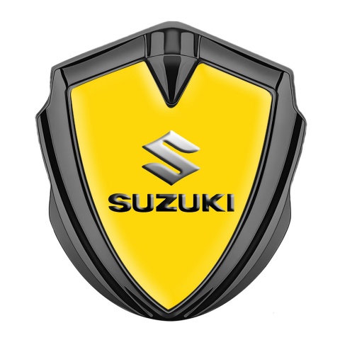 Suzuki Emblem Self Adhesive Graphite Yellow Base Emboss Logo Effect