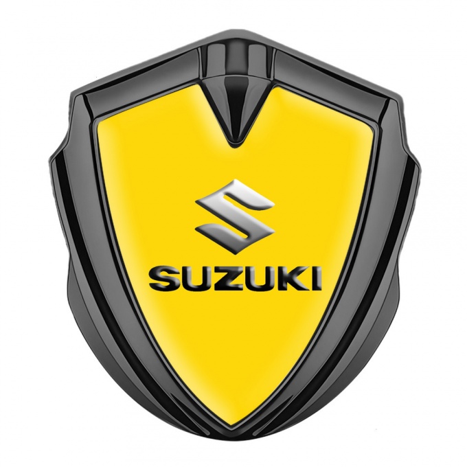 Suzuki Emblem Self Adhesive Graphite Yellow Base Emboss Logo Effect
