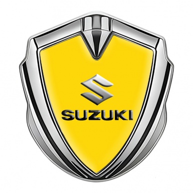 Suzuki Emblem Self Adhesive Silver Yellow Base Emboss Logo Effect