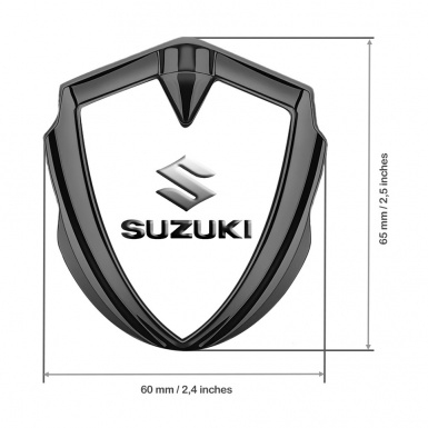 Suzuki Domed Emblem Badge Graphite Pure White Emboss Logo Effect