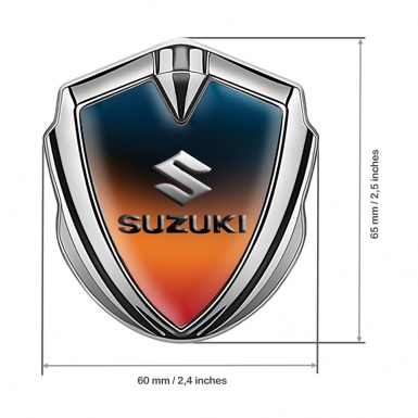 Suzuki Emblem Ornament Silver Color Gradient Emboss Logo Effect