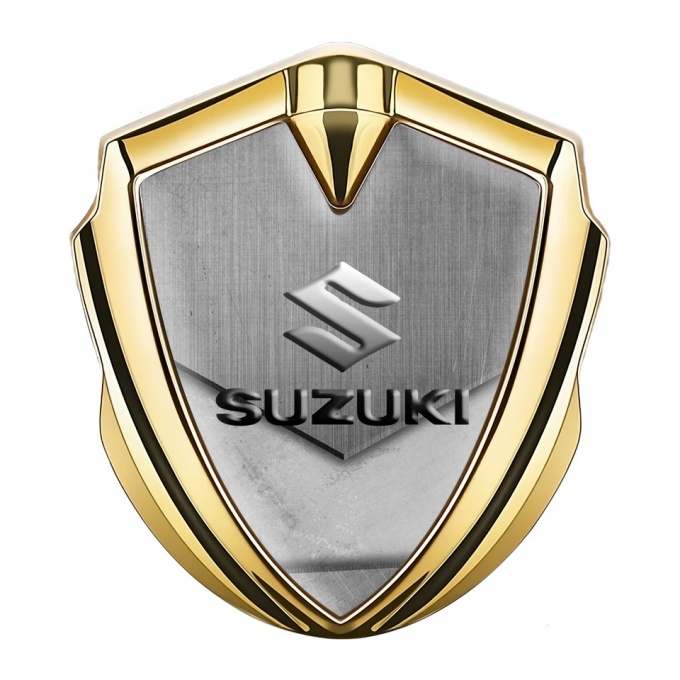 Suzuki Bodyside Domed Emblem Gold Tarmac Texture Emboss Logo Effect