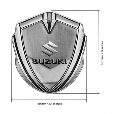 Suzuki Bodyside Domed Emblem Silver Tarmac Texture Emboss Logo Effect