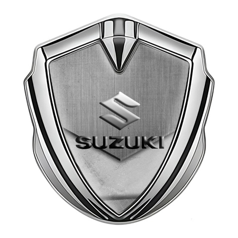 Suzuki Bodyside Domed Emblem Silver Tarmac Texture Emboss Logo Effect