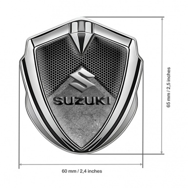 Suzuki 3d Emblem Badge Silver Stone Texture Emboss Logo Effect