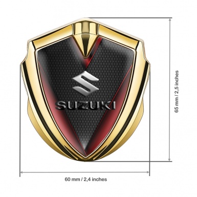 Suzuki Silicon Emblem Badge Gold Red Wings Emboss Logo Effect