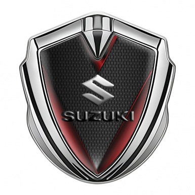 Suzuki Silicon Emblem Badge Silver Red Wings Emboss Logo Effect